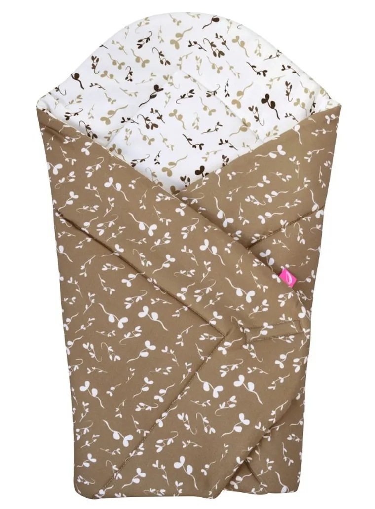 Motherhood, rożek bawełniany, beżowe listki, 75-75 cm