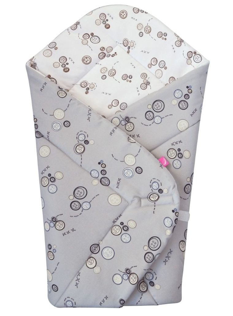 Motherhood, rożek bawełniany, szare guziki, 75-75 cm