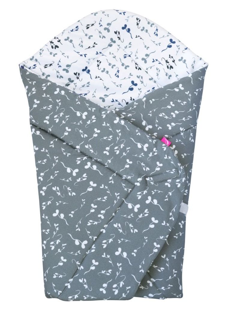 Motherhood, rożek bawełniany, wkład kokosowy, niebieskie listki, 75-75 cm