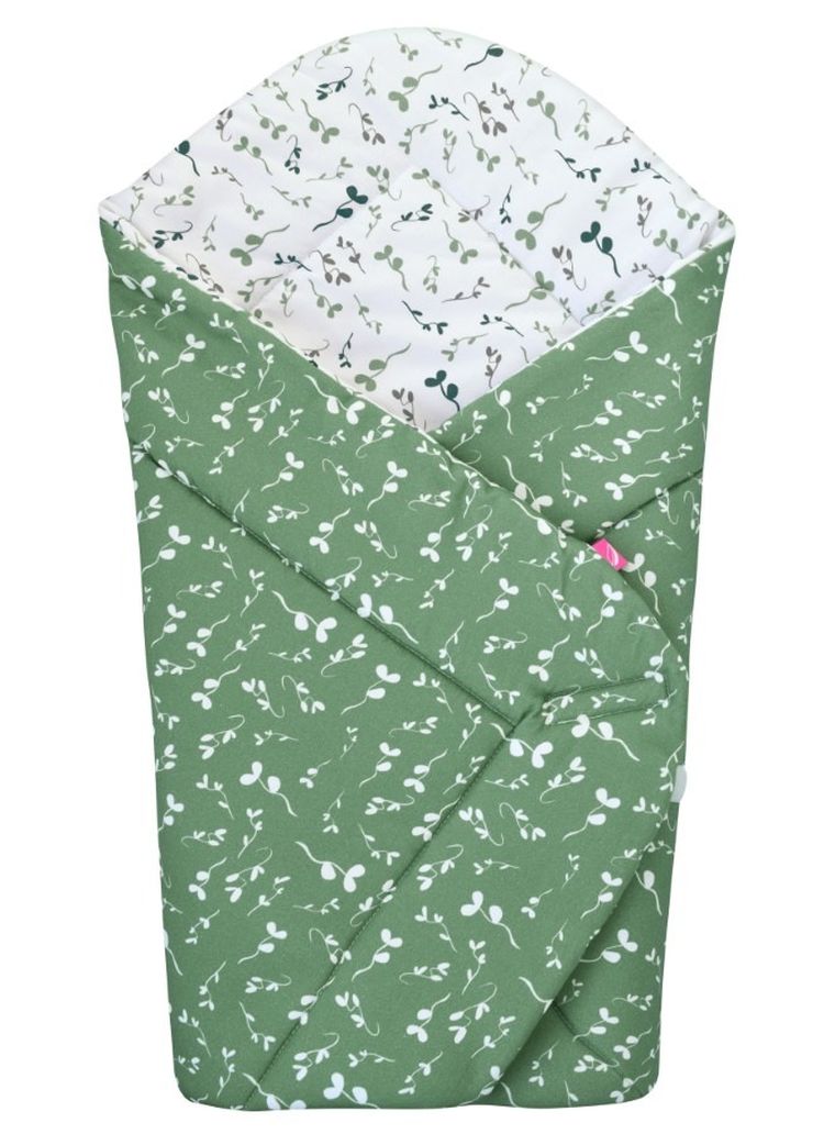 Motherhood, rożek bawełniany, zielone listki, 75-75 cm