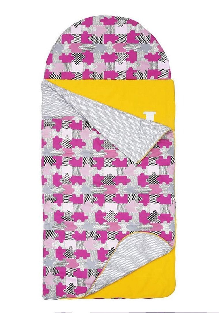 Motherhood, śpiworek przedszkolaka, puzzle szaro-różowe