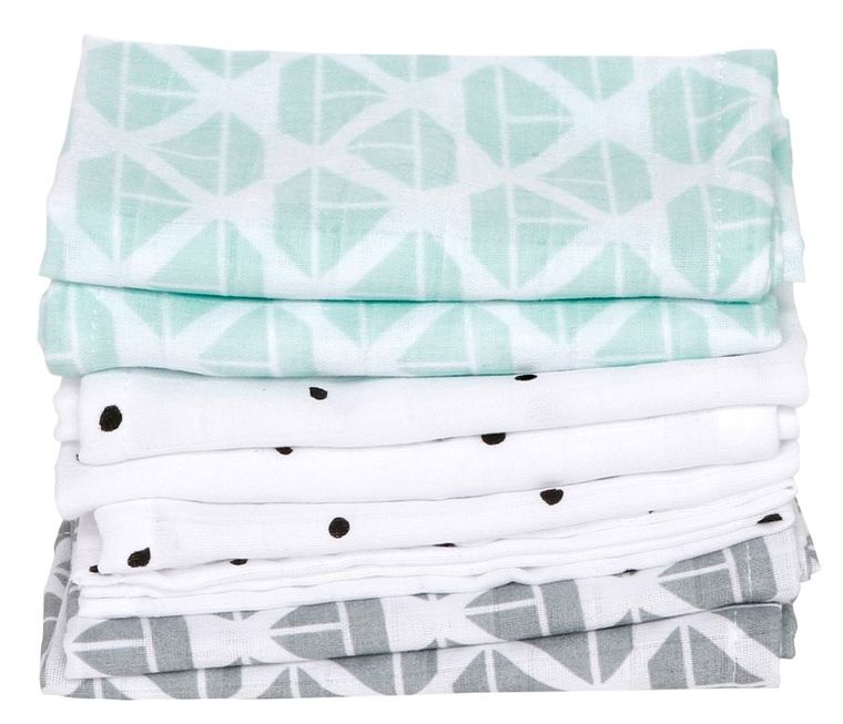 Motherhood, Statki Miętowe, chusteczki muślinowe, 30-30 cm, 7 szt.