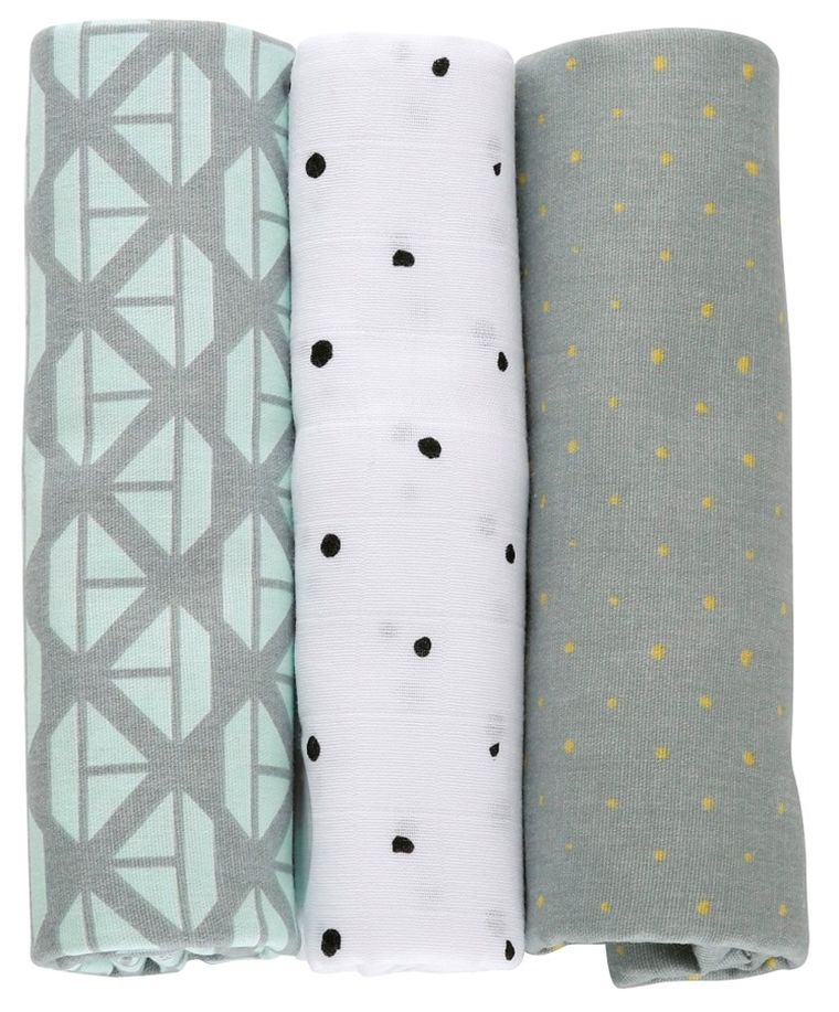 Motherhood, Statki Miętowe, pieluszka bawełniana, 70-80 cm, 3 szt.