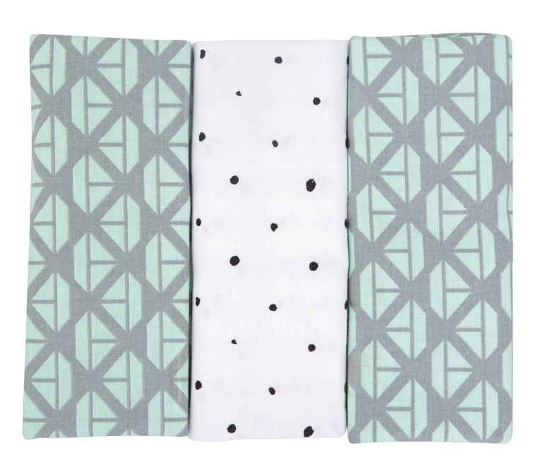 Motherhood, Statki Miętowe, pieluszka flanelowa, 70-80 cm, 3 szt.