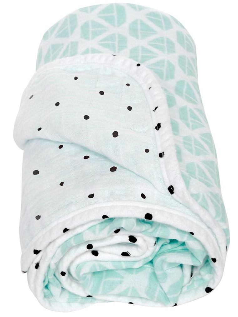 Motherhood, Statki Miętowe, Pre-Washed, kocyk muślinowy dwuwarstwowy, 95-110 cm