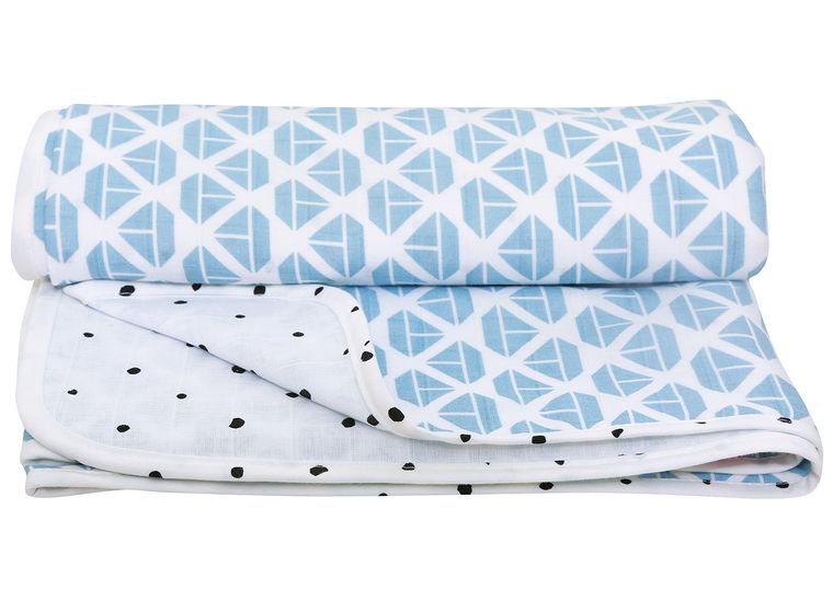 Motherhood, Statki Niebieskie, kocyk muślinowy, dwuwarstwowy, 100-120 cm