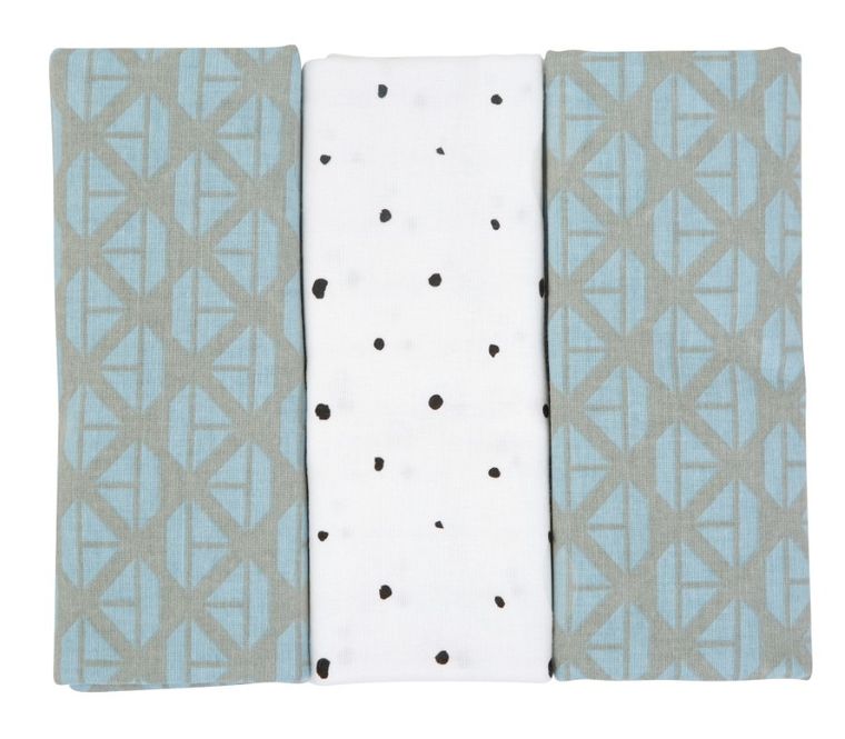 Motherhood, Statki Niebieskie, pieluszka flanelowa, 70-80 cm, 3 szt.