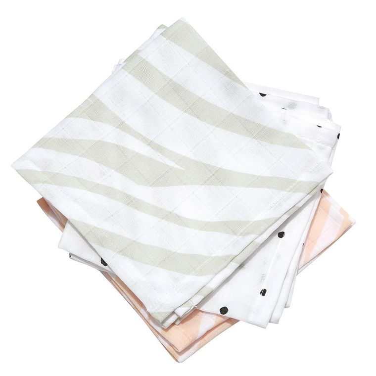 Motherhood, Zebra Łososiowa, chusteczki muślinowe, 30-30 cm, 7 szt.