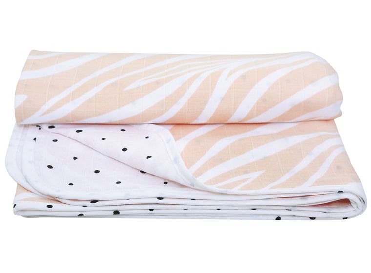 Motherhood, Zebra Łososiowa, kocyk muślinowy, dwuwarstwowy, 100-120 cm