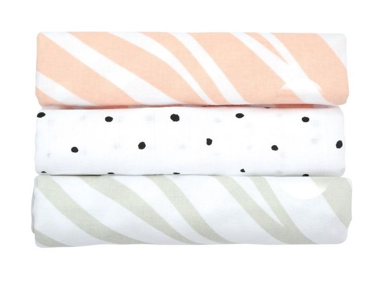 Motherhood, Zebra Łososiowa, pieluszka bawełniane, 70-80 cm, 3 szt.