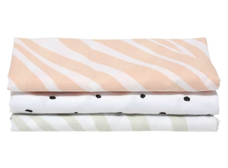 Motherhood, Zebra Łososiowa, pieluszka flanelowa, 70-80 cm, 3 szt.