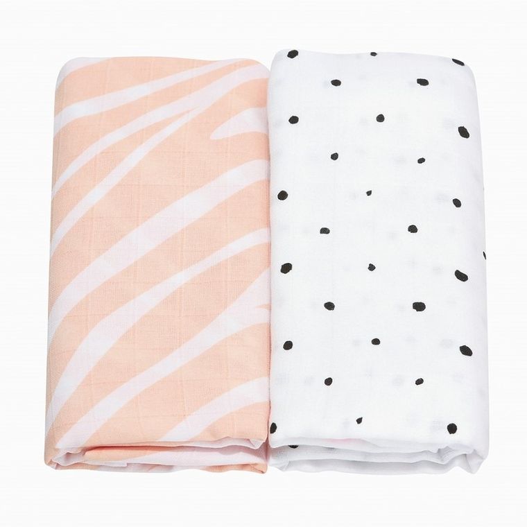 Motherhood, Zebra Łososiowa, Premium, pielucha, otulacz muślinowy, 100-120 cm, 2 szt.