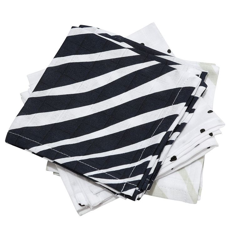 Motherhood, Zebra Niebieska, chusteczki muślinowe, 30-30 cm, 7 szt.