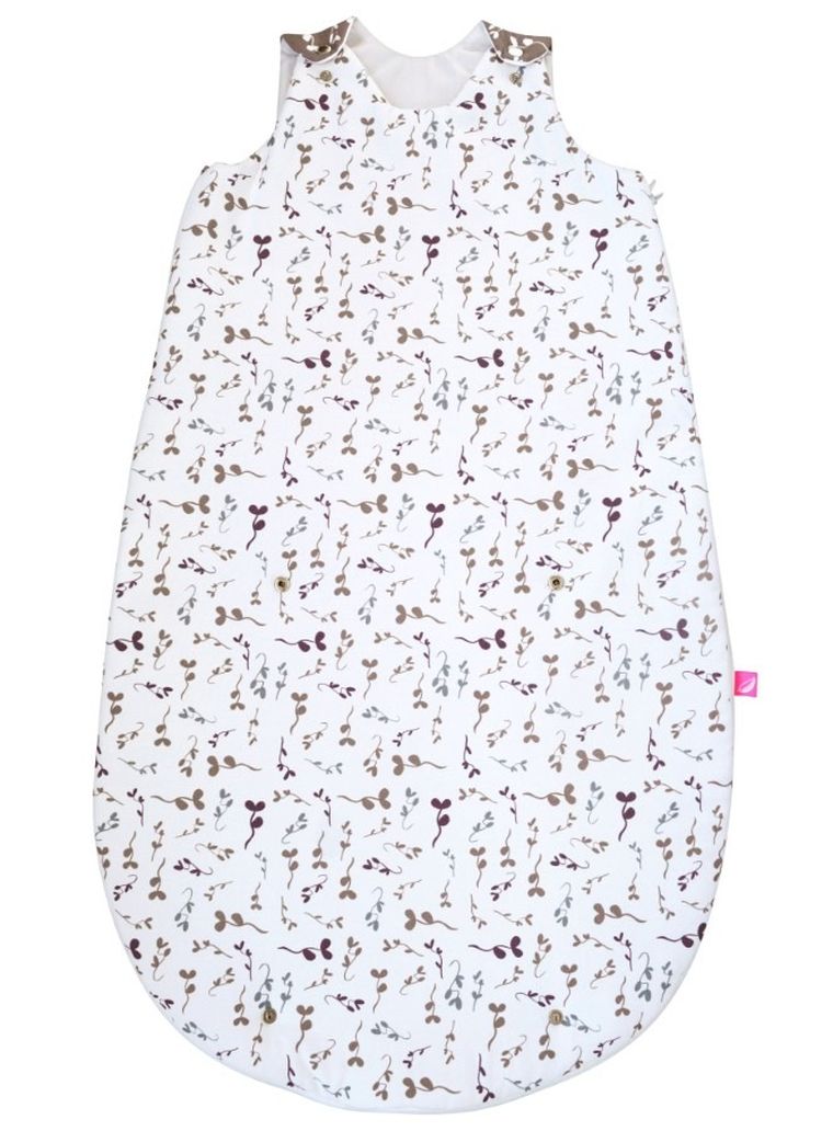 Motherhood, Zip-A-Round, bawełniany śpiworek, 2w1, TOG 2, wrzosowe listki, 3-18m