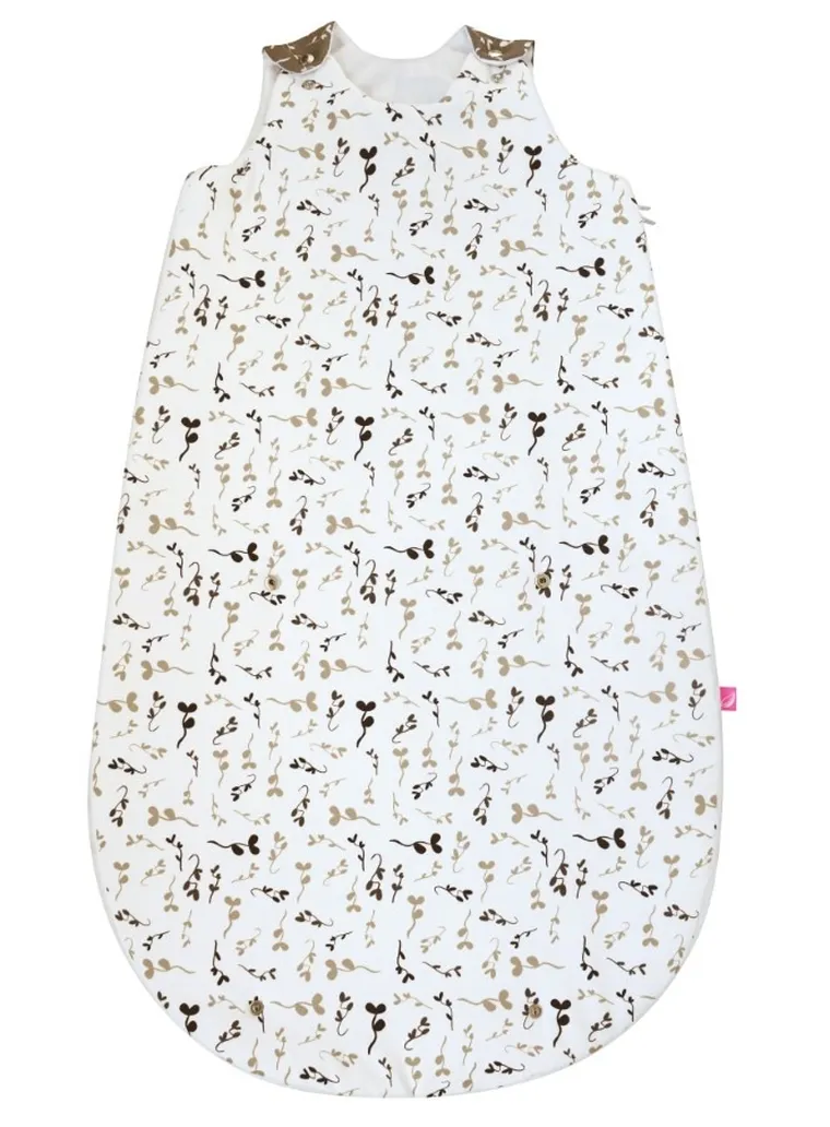 Motherhood, Zip-A-Round, bawełniany śpiworek, 2w1, TOG 3, beżowe listki, 3-18m