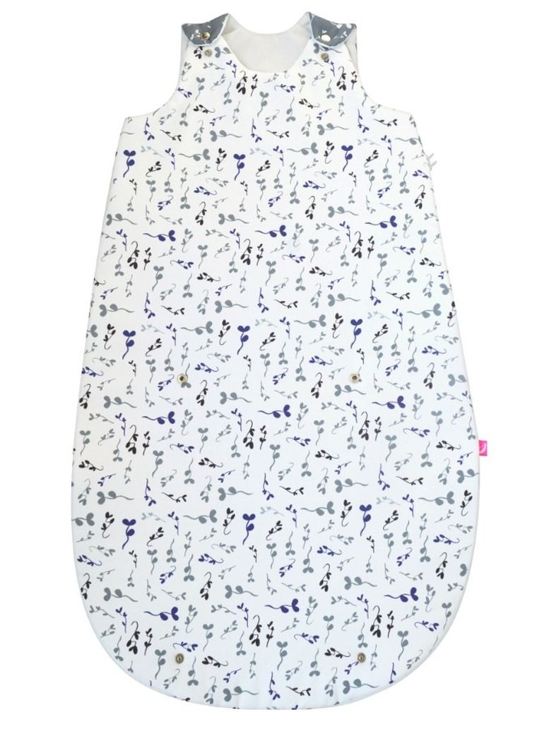 Motherhood, Zip-A-Round, bawełniany śpiworek, 2w1, TOG 3, niebieskie listki, 3-18m