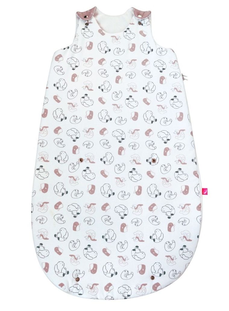 Motherhood, Zip-A-Round, bawełniany śpiworek, 2w1, TOG 3, różowe misie, 3-18m