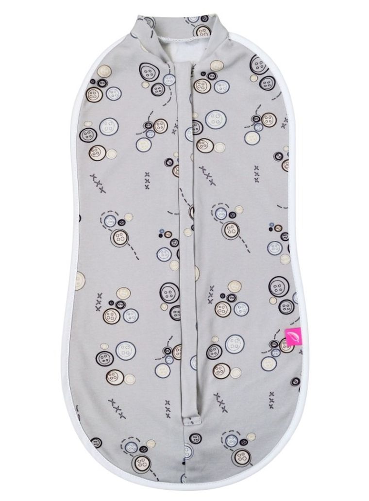 Motherhood, Zip&Swaddle, otulacz, szare guziki, 5-8 kg