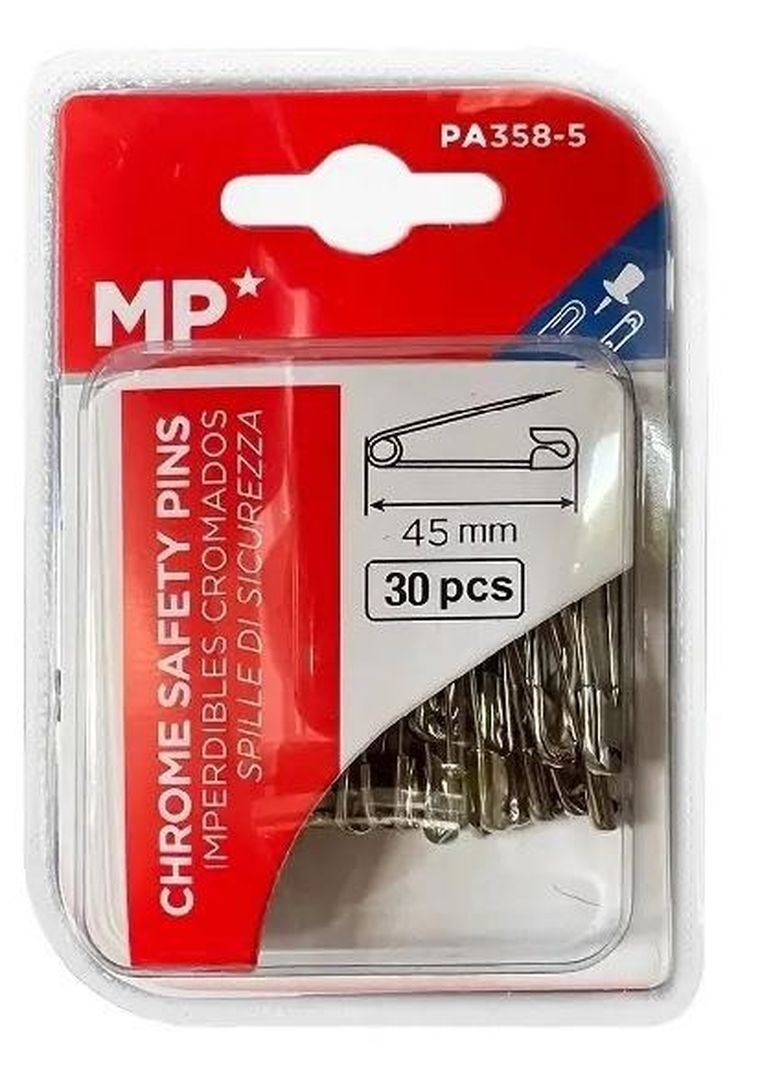 MP Main Paper, agrafki, srebrne, 45 mm, 30 szt.