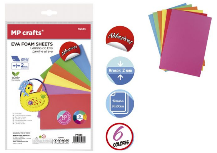 MP Main Paper, arkusze piankowe, EVA, A4, 6 szt.