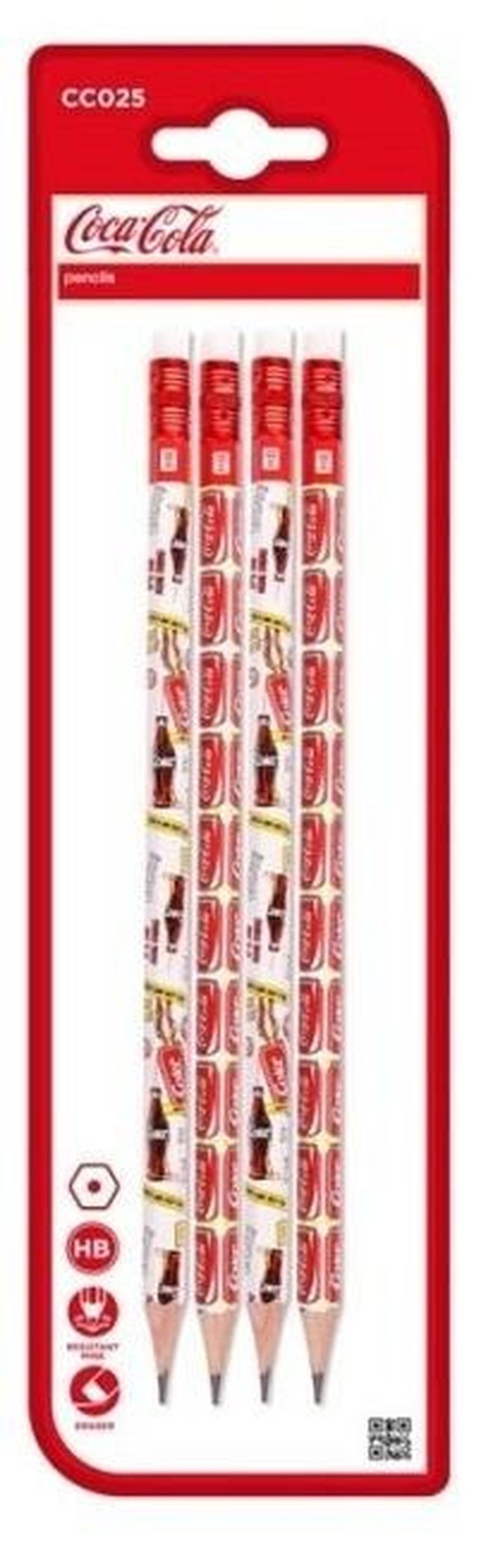 MP Main Paper, Coca-Cola, ołówek z gumką, HB, 4 szt.