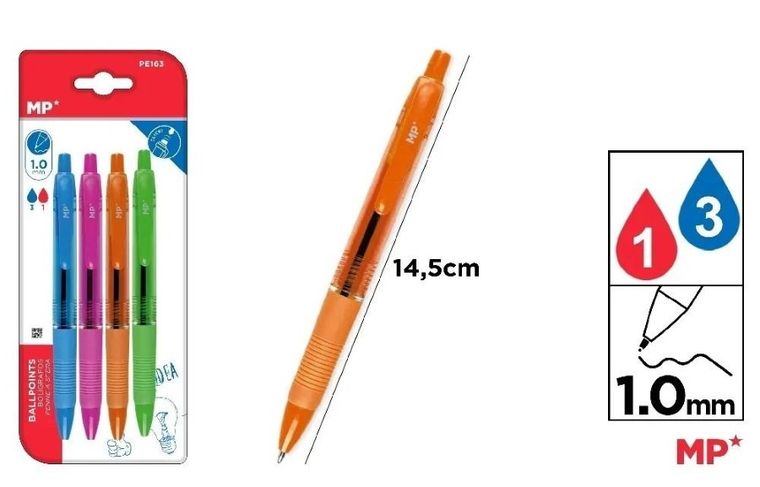 MP Main Paper, długopis, czarny, 1.0 mm, 4 szt.