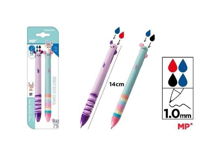 MP Main Paper, długopis dwukolorowy, jelonek i myszka 2 szt.
