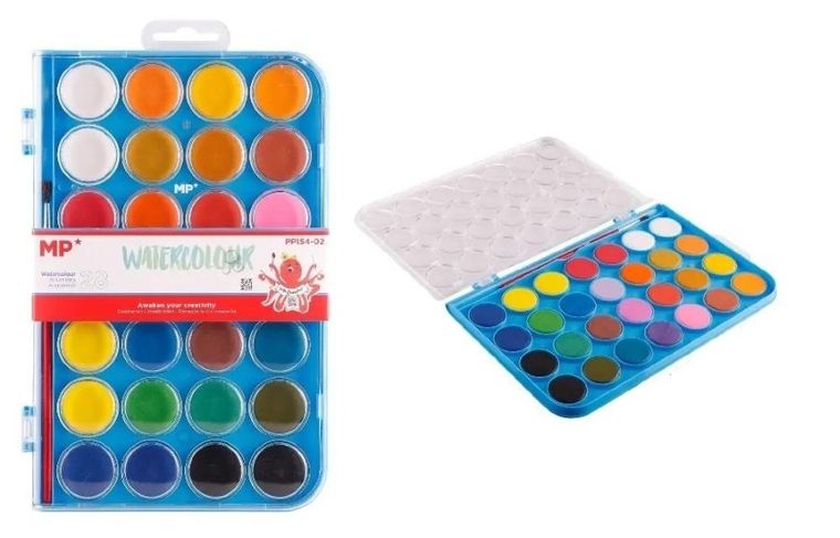MP Main Paper, farba akwarelowa z pędzelkiem, 28 kolorów