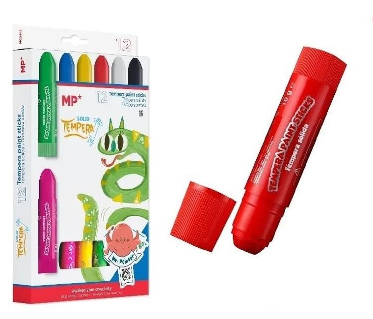 MP Main Paper, farby tempera w sztyfcie 12 kolorów