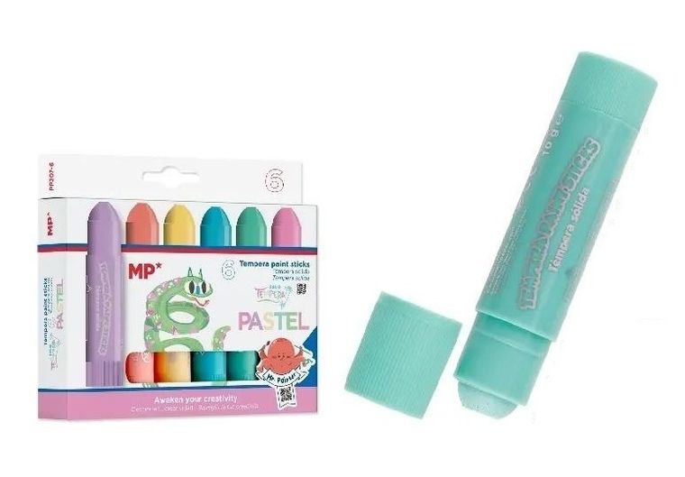 MP Main Paper, farby tempera w sztyfcie, pastelowe, 6 kolorów