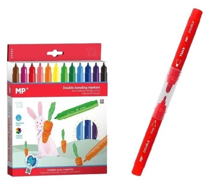 MP Main Paper, flamastry, podwójne złącze, 12 kolorów