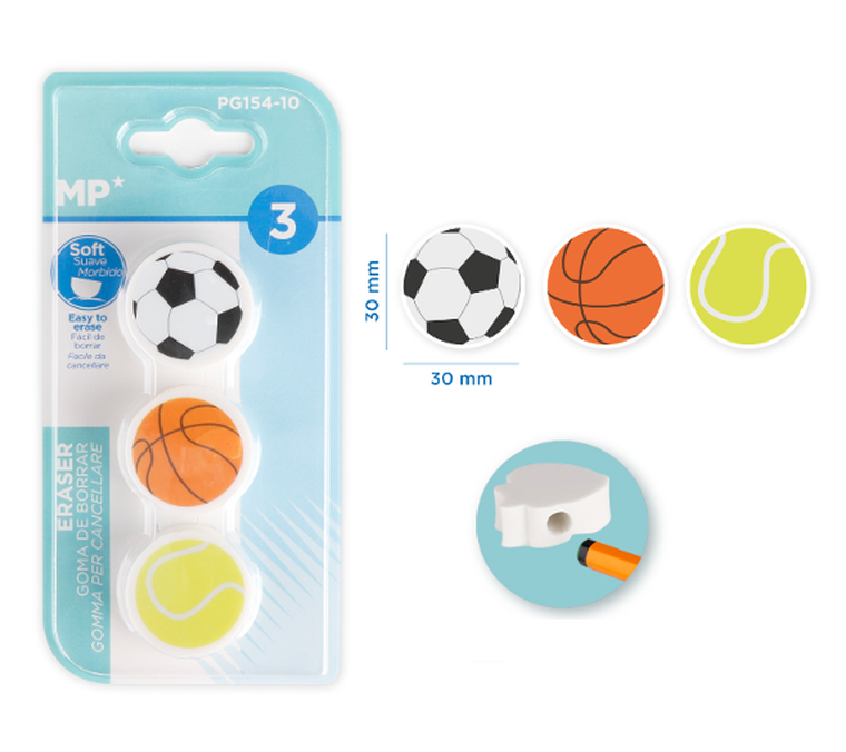 MP Main Paper, gumka do ścierania dla chłopca, 3 szt.