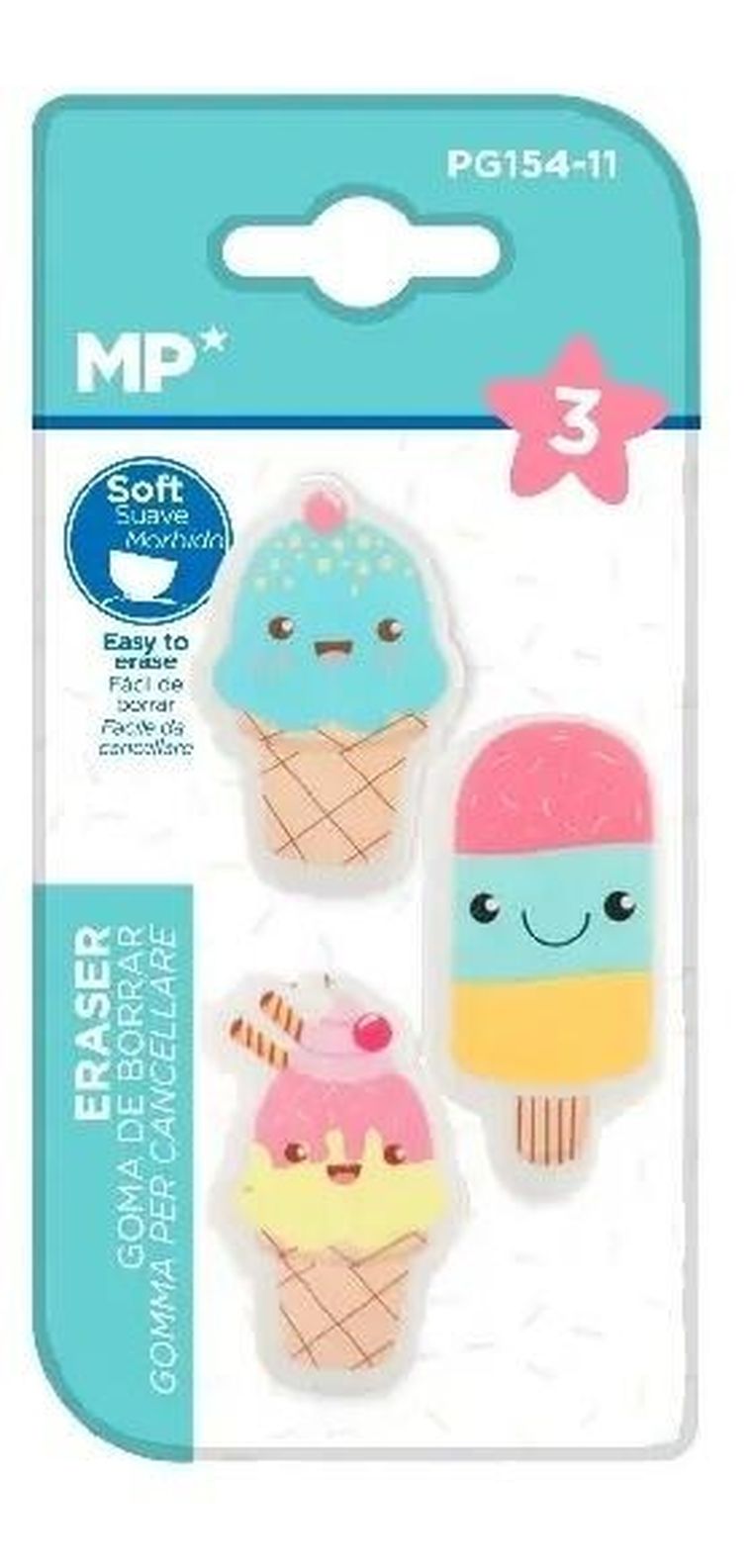 MP Main Paper, gumka do ścierania, Lody, 3 szt.