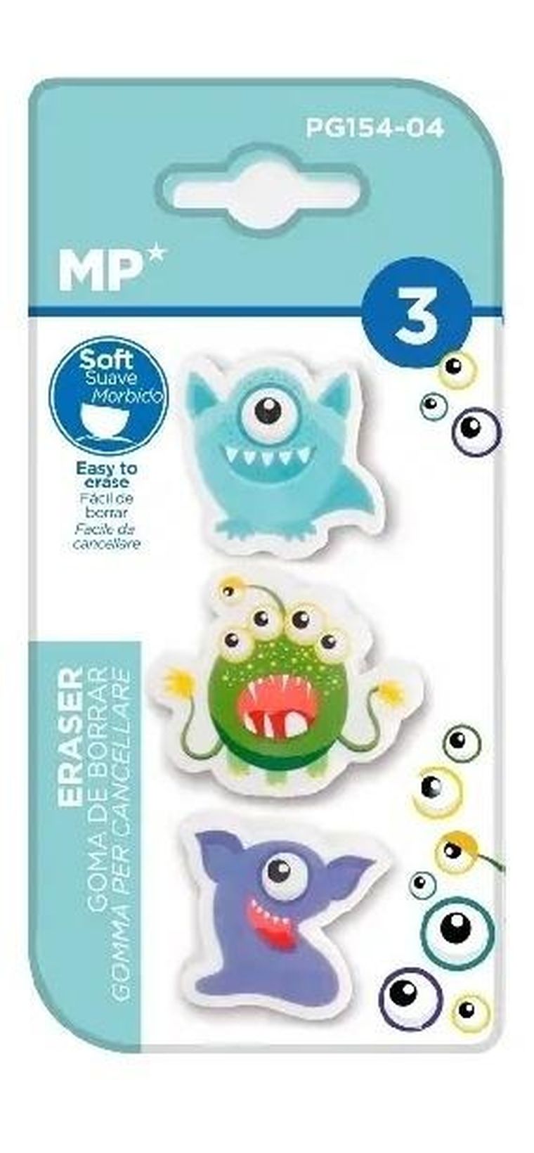 MP Main Paper, gumka do ścierania, Potwory, 3 szt.