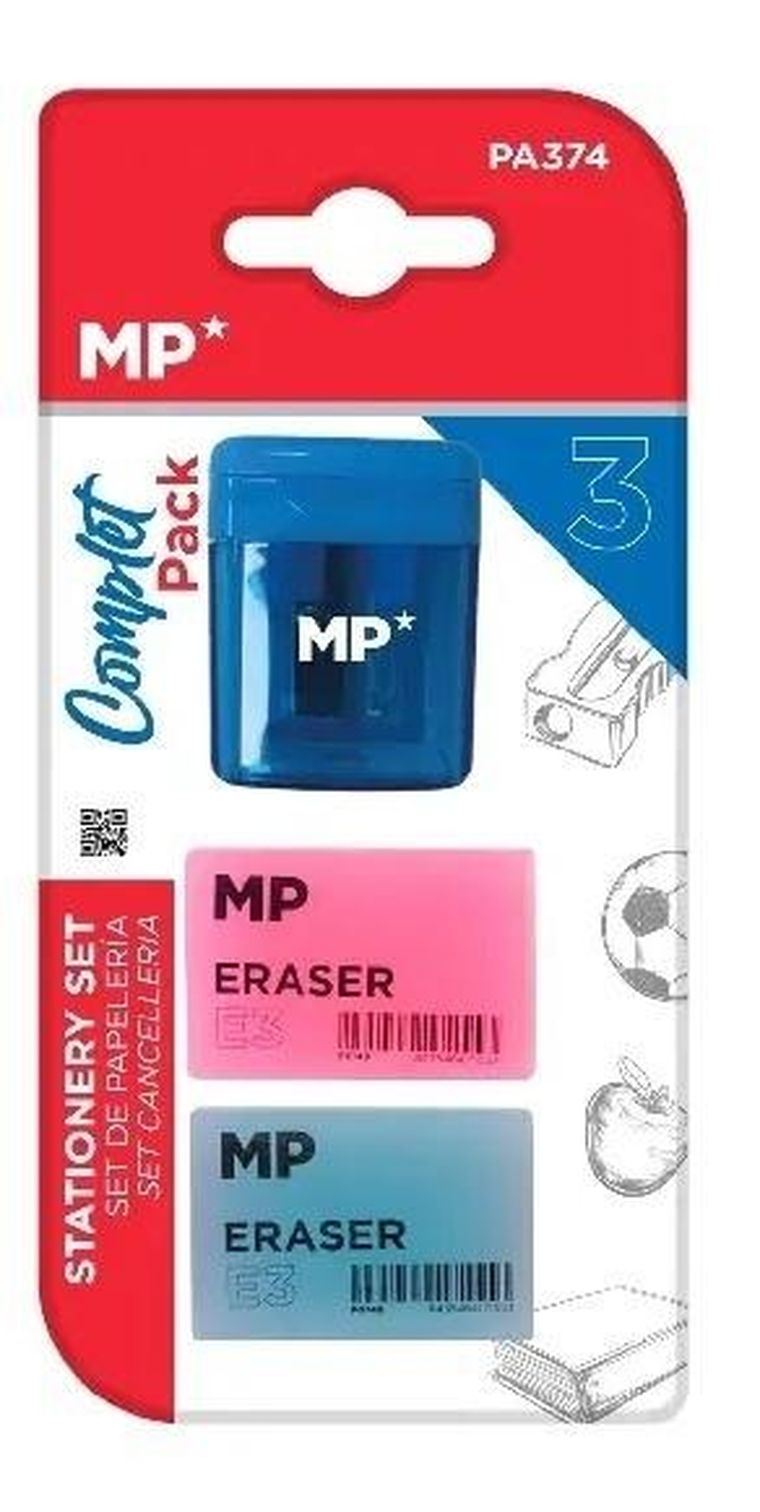 MP Main Paper, gumki do ścierania z temperówką, 3 elementy