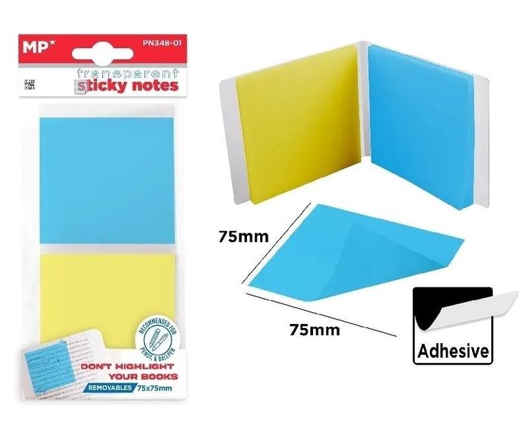 MP Main Paper, karteczki samoprzylepne, przezroczyste, 75-75 mm, 2-30 szt.