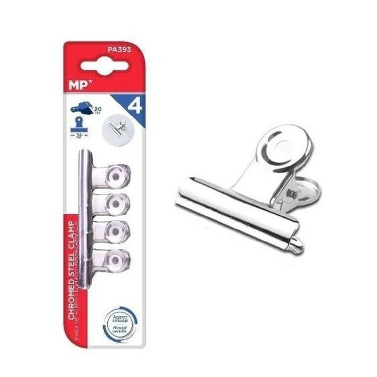 MP Main Paper, klipsy biurowe metalowe, srebrne, 38 mm, 4 szt.