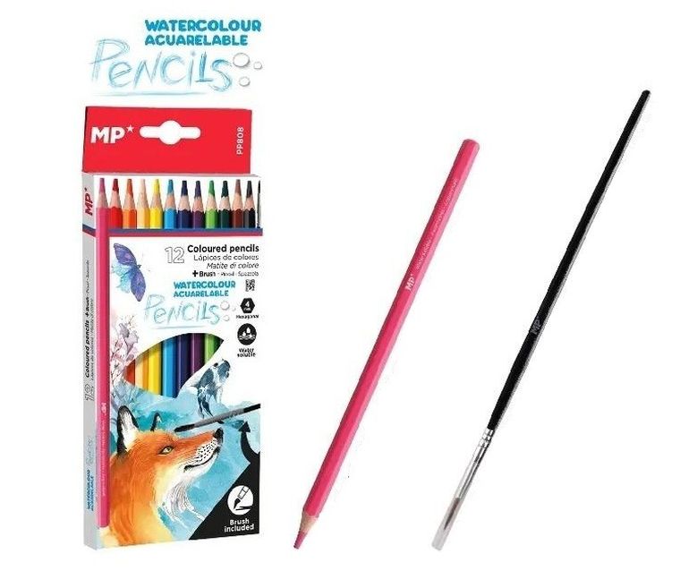 MP Main Paper, kredki akwarelowe + pędzelek, 12 kolorów