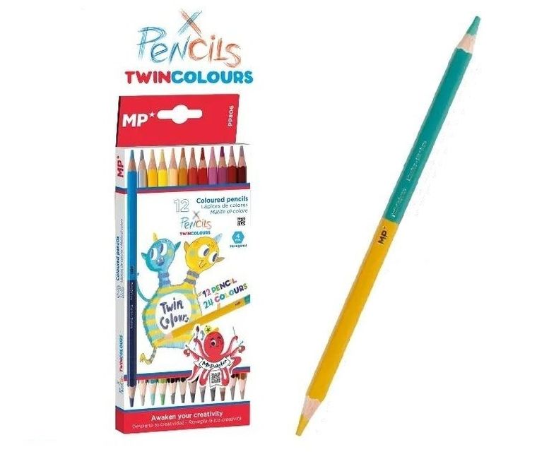 MP Main Paper, kredki ołówkowe, dwukolorowe, 12 kolorów
