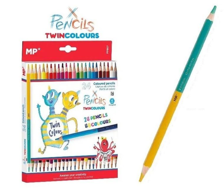 MP Main Paper, kredki ołówkowe, dwukolorowe, 24 kolory