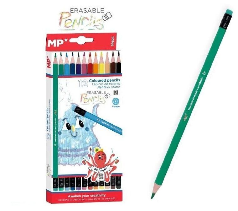 MP Main Paper, kredki ołówkowe gumką, 12 kolorów