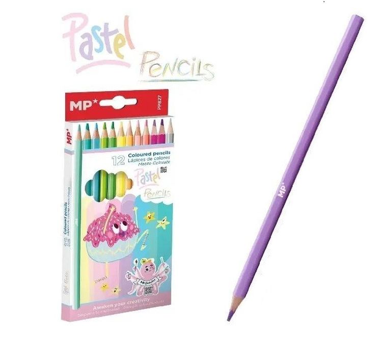 MP Main Paper, kredki ołówkowe, pastelowe, 12 kolorów