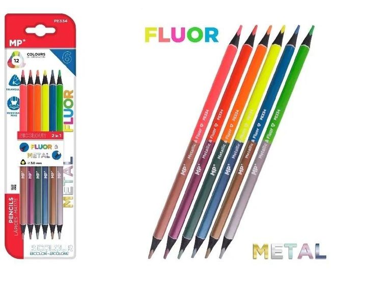 MP Main Paper, kredki ołówkowe, trójkątne, 12 kolorów, 6 szt.