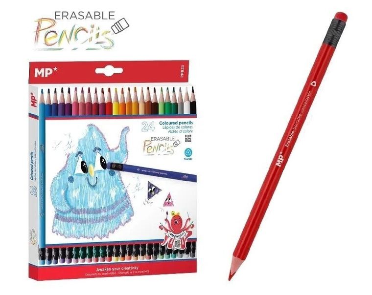 MP Main Paper, kredki ołówkowe z gumką, 24 kolory