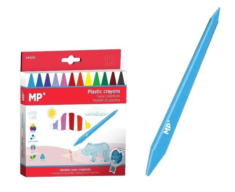 MP Main Paper, kredki woskowe, dwustronne, 12 kolorów