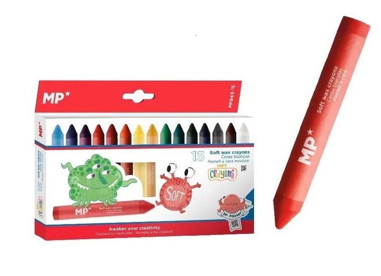 MP Main Paper, kredki woskowe, miękkie, 15 kolorów