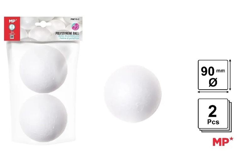 MP Main Paper, kulki styropianowe do zdobienia, 90 mm, 2 szt.