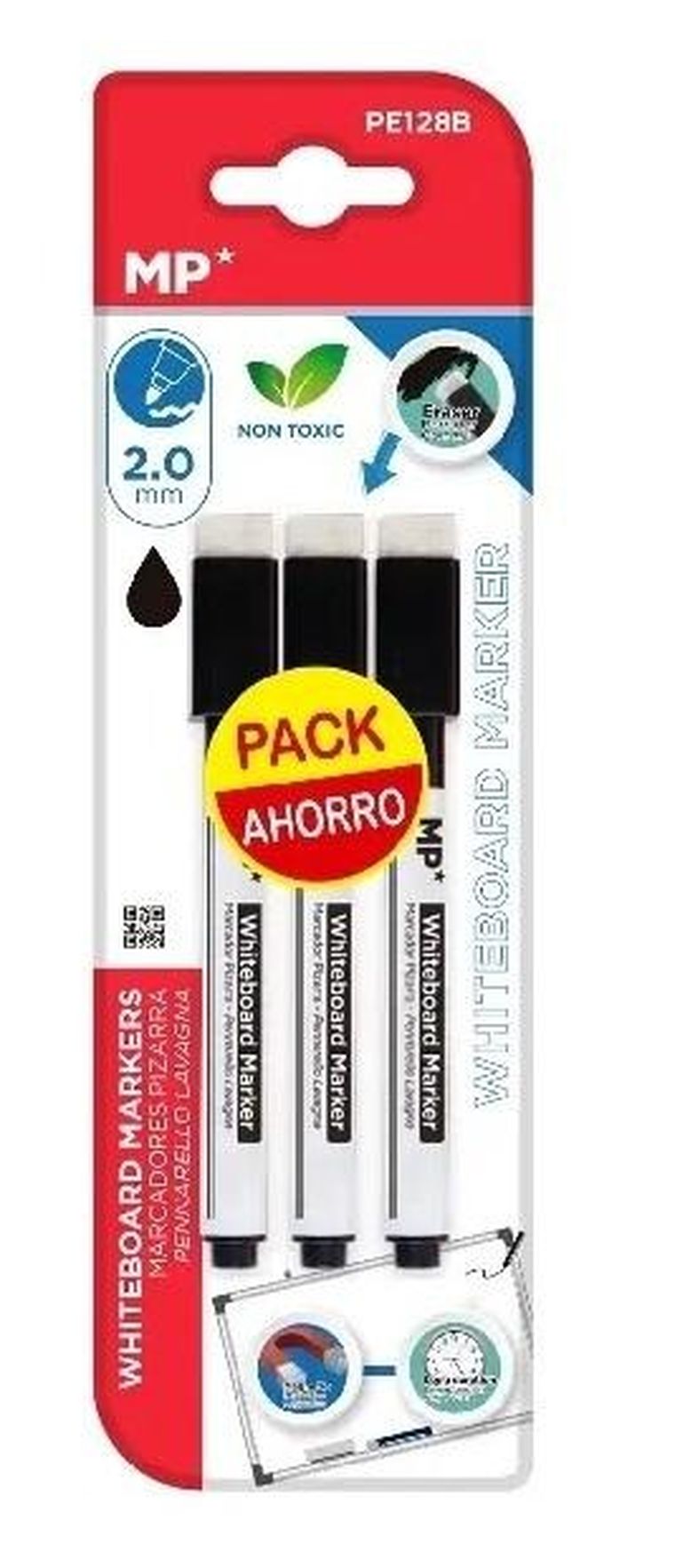 MP Main Paper, marker do tablic, czarny, 3 szt.