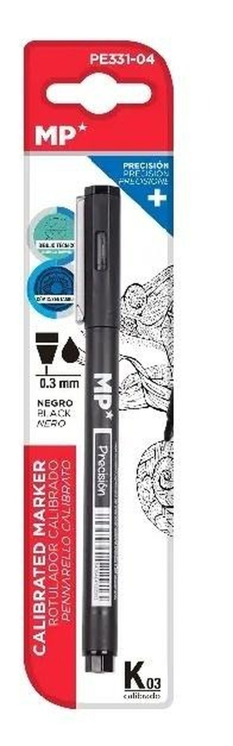 MP Main Paper, marker precyzyjny, kaligraficzny, czarny, 0,3 mm