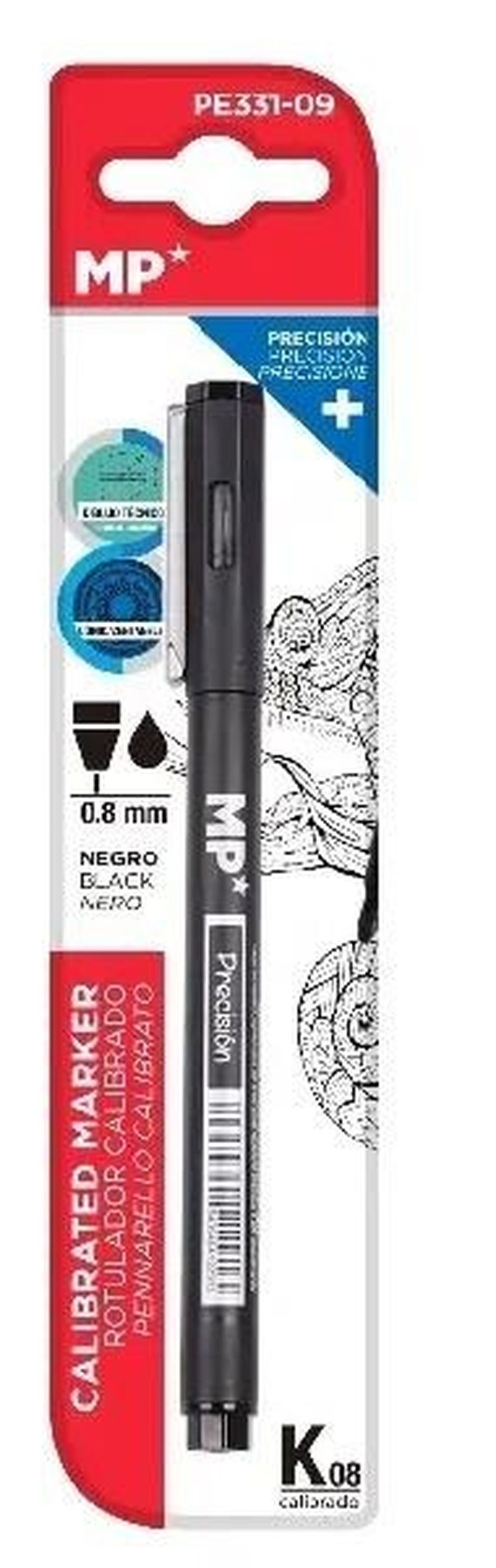 MP Main Paper, marker precyzyjny, kaligraficzny, czarny, 0,8 mm